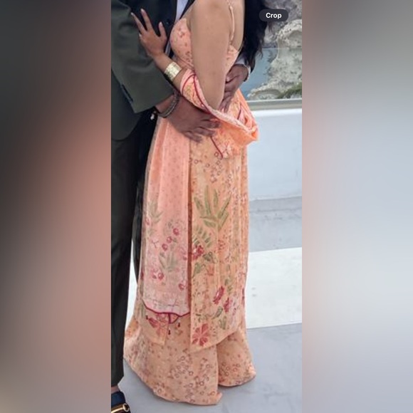 Anita Dongre Floral Peach Sharara Set - Picture 4 of 4